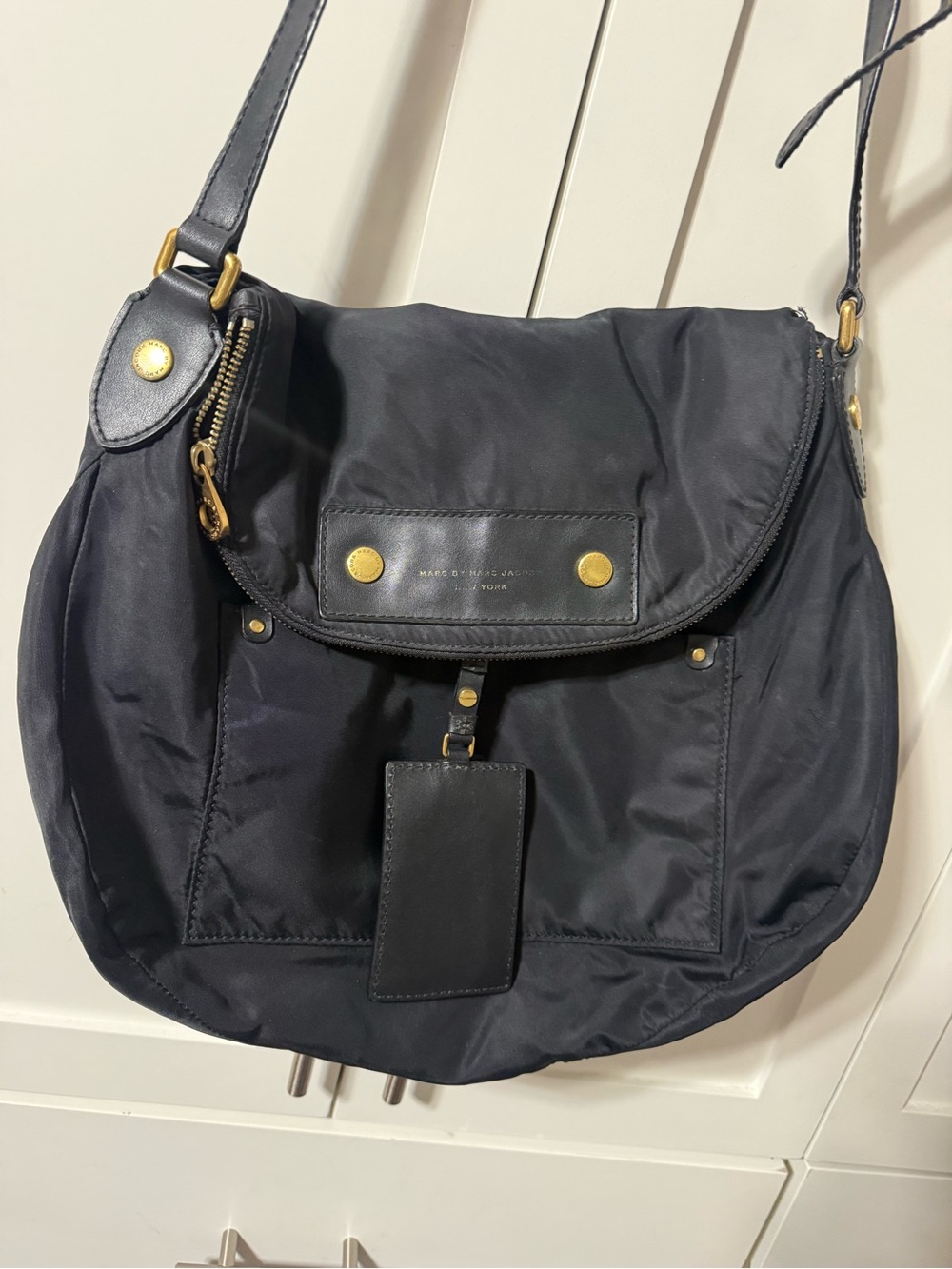 Marc Jacobs Black Nylon Crossbody Bag with Gold Hardware